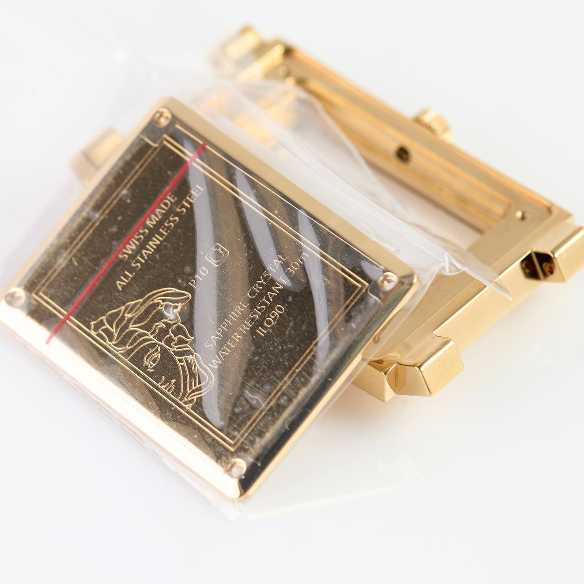 Versace Gold Tone Rectangular Watch Case Greca Greek Key Replacement Part