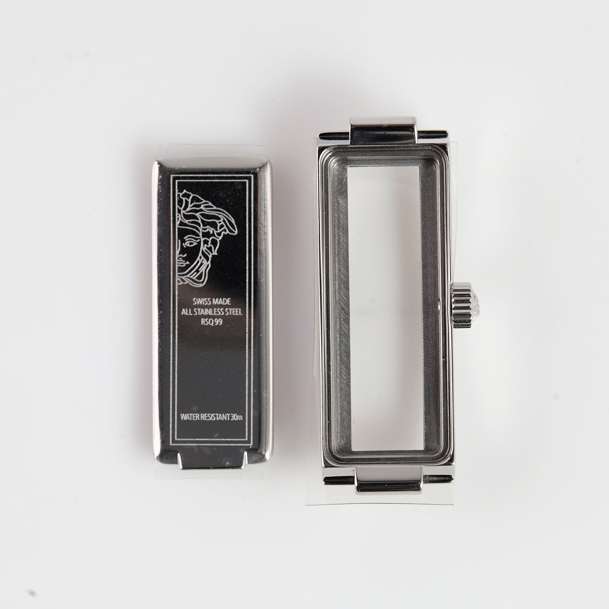 Versace rectangular stainless steel watch case (reference VERB0013)