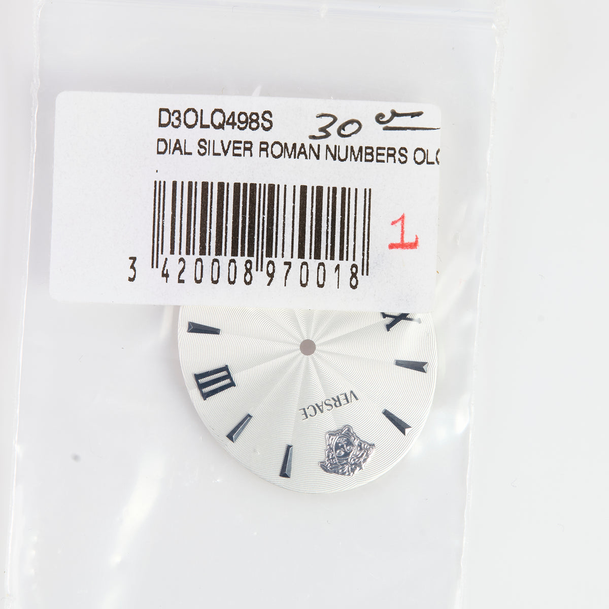 Versace Watch Dial Silver Roman Numerals Medusa Logo OEM Replacement D3OLQ498S