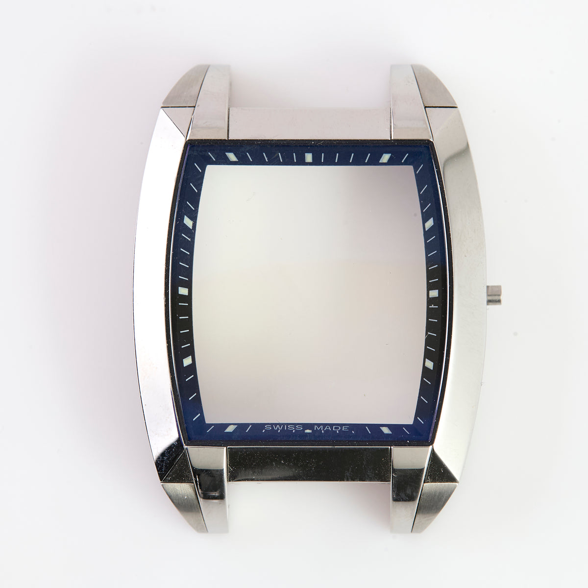 Versace Stainless Steel Square Watch Case Blue Bezel Swiss Made OEM