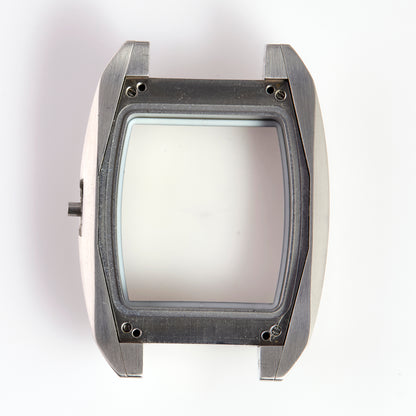 Versace Stainless Steel Square Watch Case Blue Bezel Swiss Made OEM