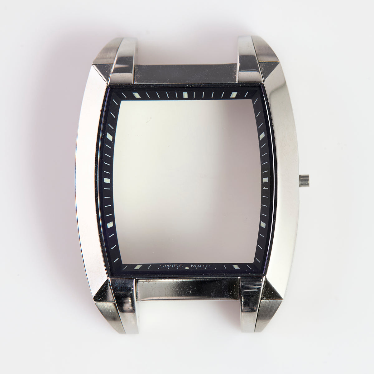 Versace Stainless Steel Square Watch Case Blue Bezel Swiss Made OEM