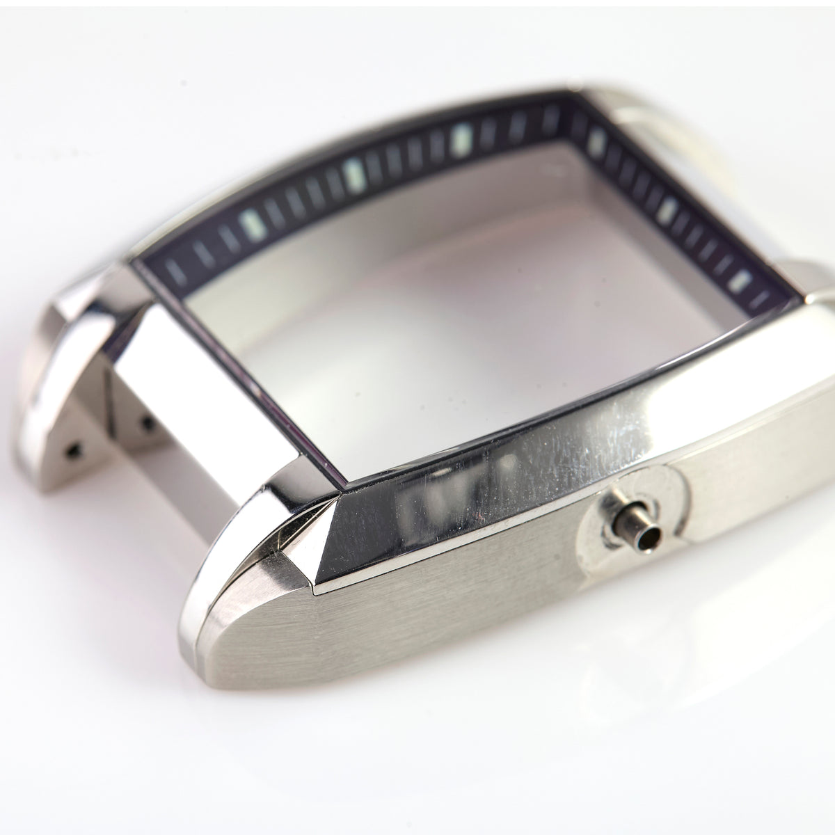 Versace Stainless Steel Square Watch Case Blue Bezel Swiss Made OEM