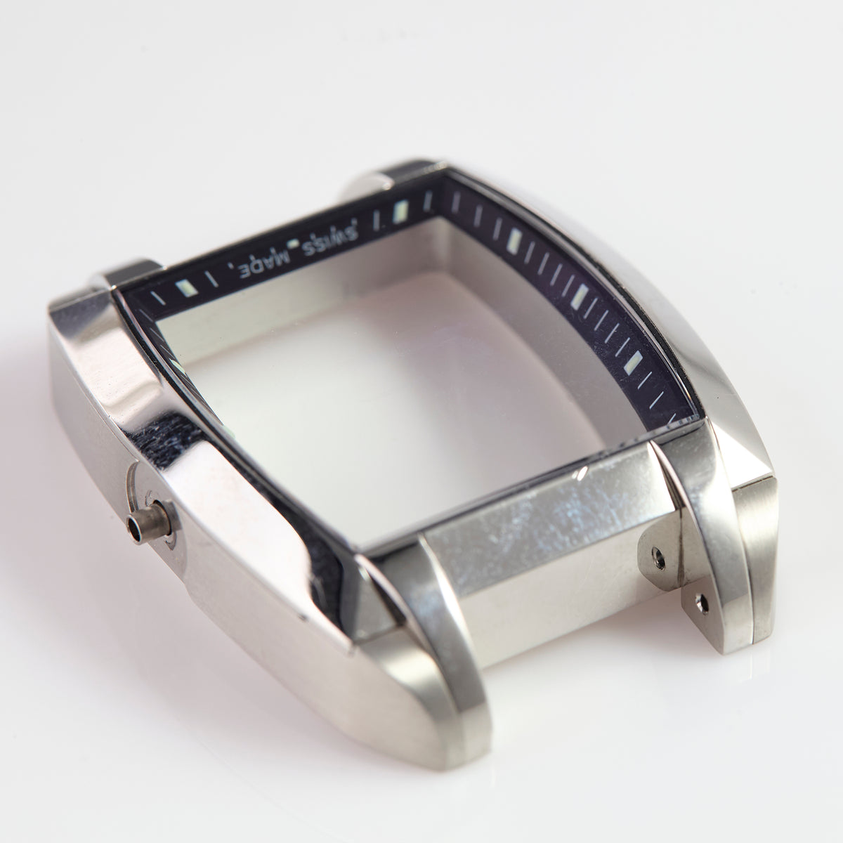 Versace Stainless Steel Square Watch Case Blue Bezel Swiss Made OEM