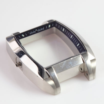 Versace Stainless Steel Square Watch Case Blue Bezel Swiss Made OEM