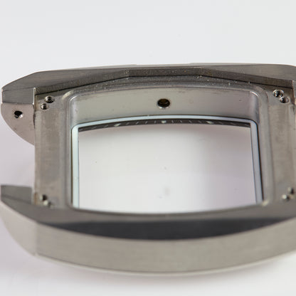 Versace Stainless Steel Square Watch Case Blue Bezel Swiss Made OEM