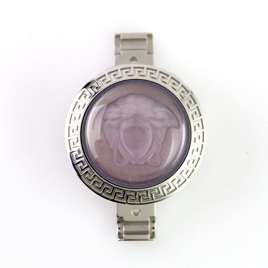 Versace Stainless Steel Watch Case with Violet Medusa Crystal