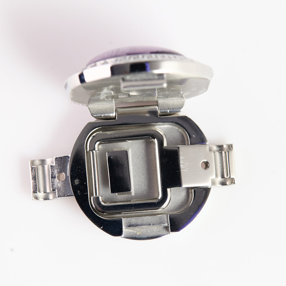 Versace Stainless Steel Watch Case with Violet Medusa Crystal – Greek Key Bezel, Swiss Made