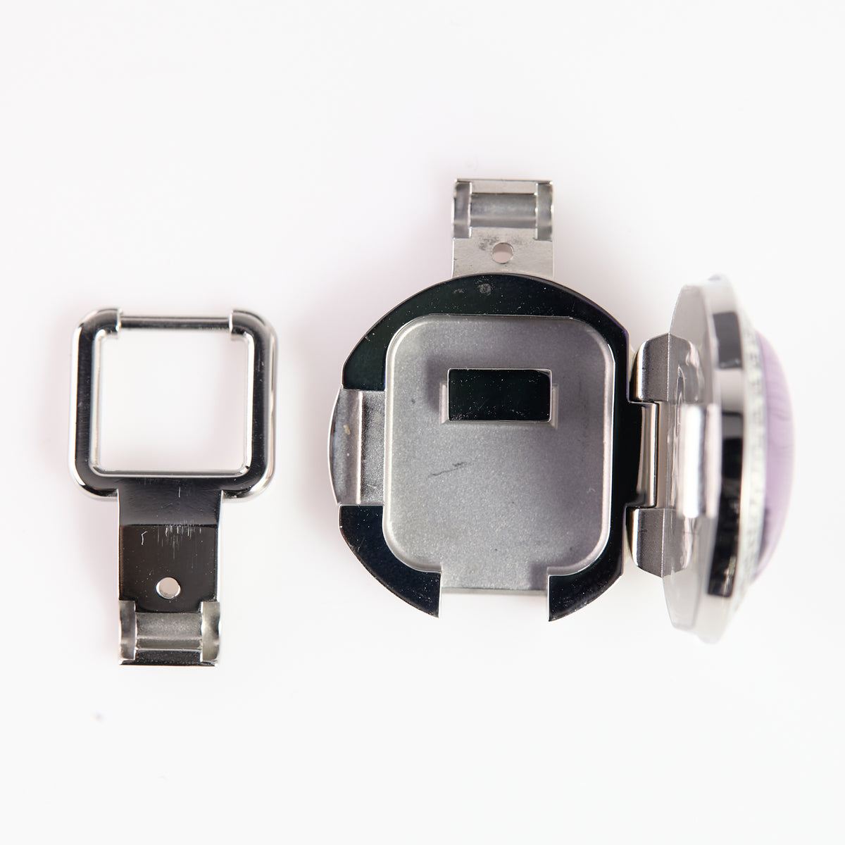 Versace Stainless Steel Watch Case with Violet Medusa Crystal – Greek Key Bezel, Swiss Made