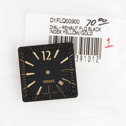 Versace Black Square Watch Dial with Rehaut Gold Index Date OEM D1FLQ00900