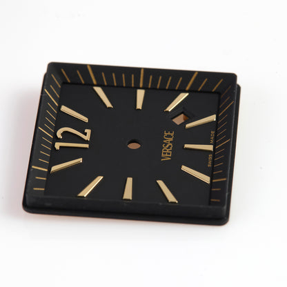 Versace Black Square Watch Dial with Rehaut Gold Index Date OEM D1FLQ00900