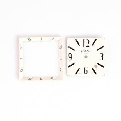 Versace D2FLQ001 White Square Watch Dial Swiss Made Date Window OEM NOS