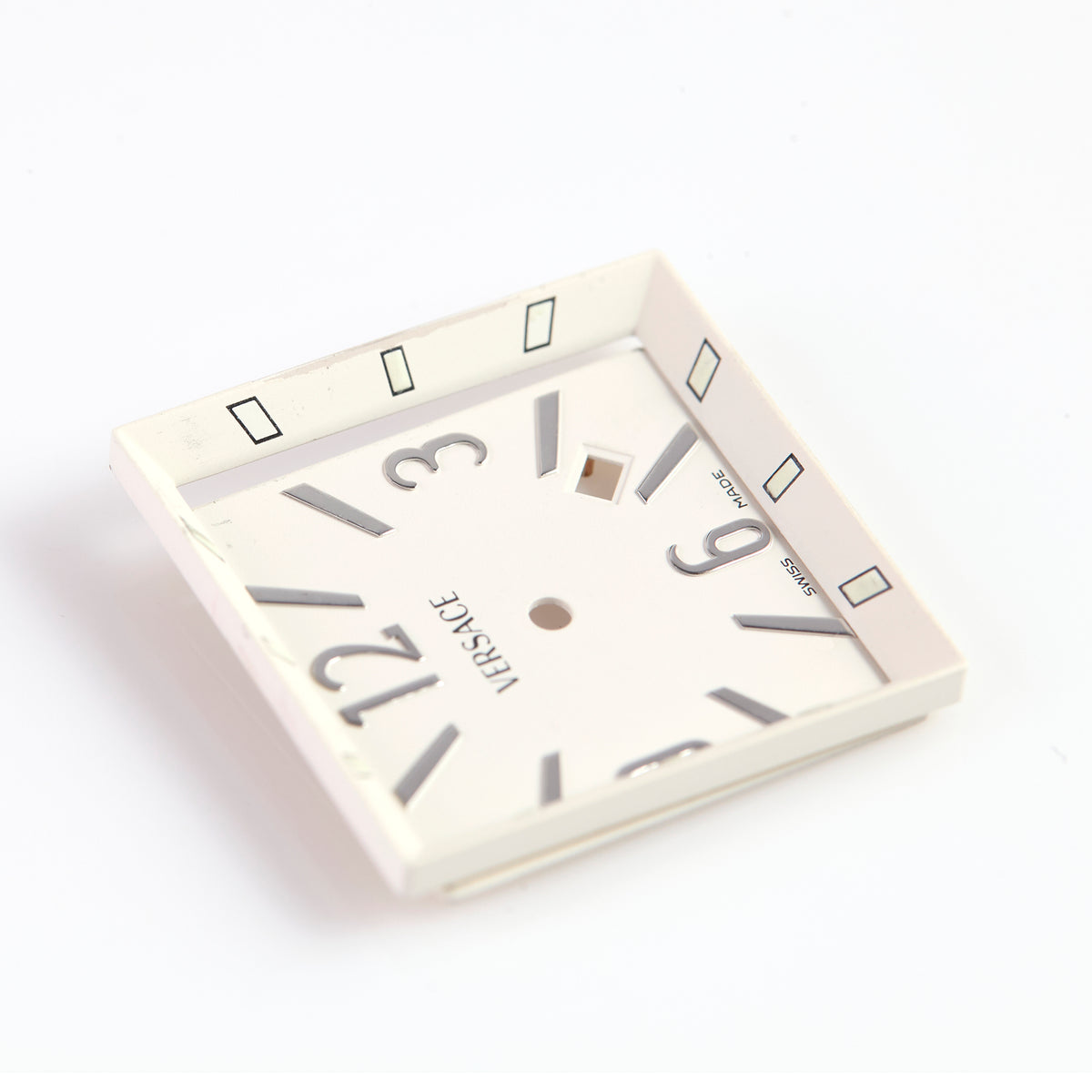 Versace D2FLQ001 White Square Watch Dial Swiss Made Date Window OEM NOS