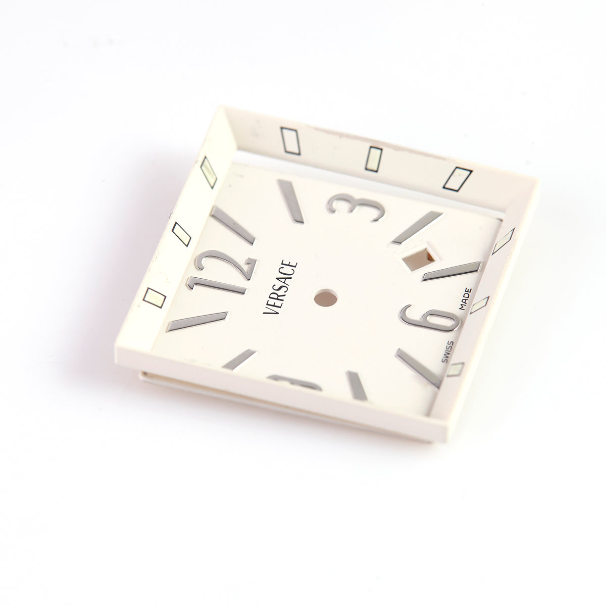 Versace D2FLQ001 White Square Watch Dial Swiss Made Date Window OEM NOS
