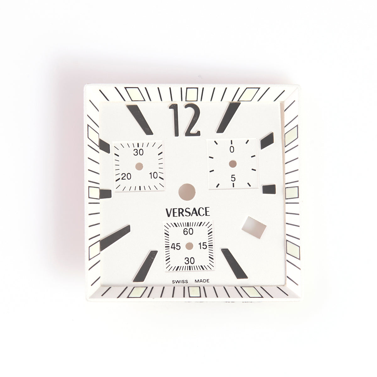 Versace Swiss Made chronograph watch dial in white