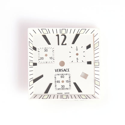 Versace Swiss Made chronograph watch dial in white