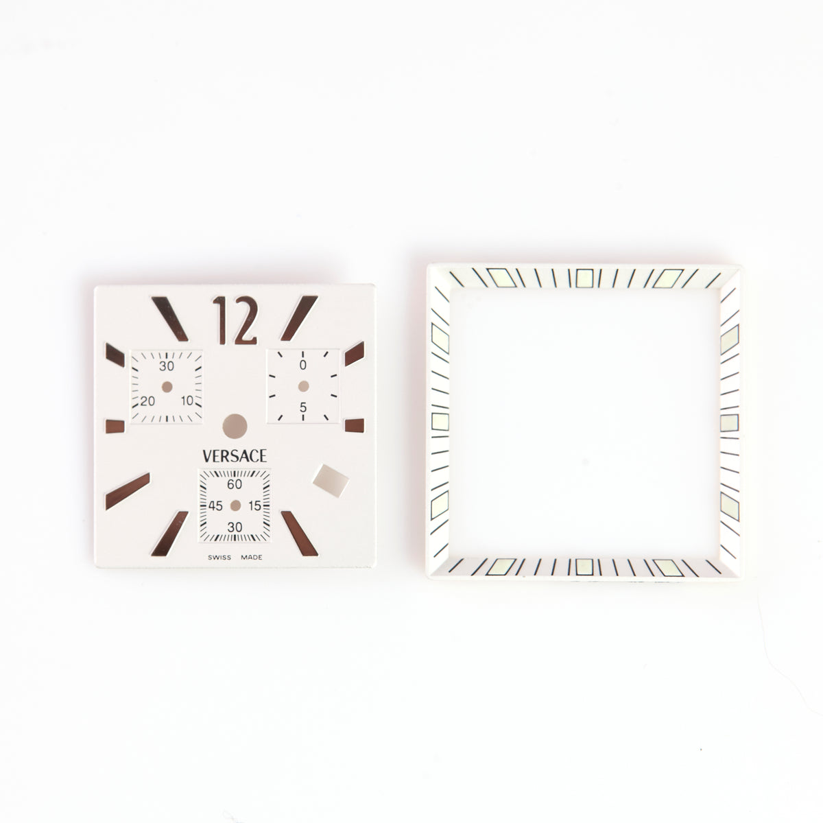 Versace Swiss Made chronograph watch dial in white
