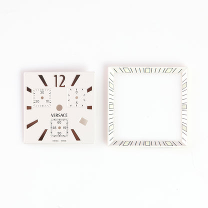 Versace Swiss Made chronograph watch dial in white