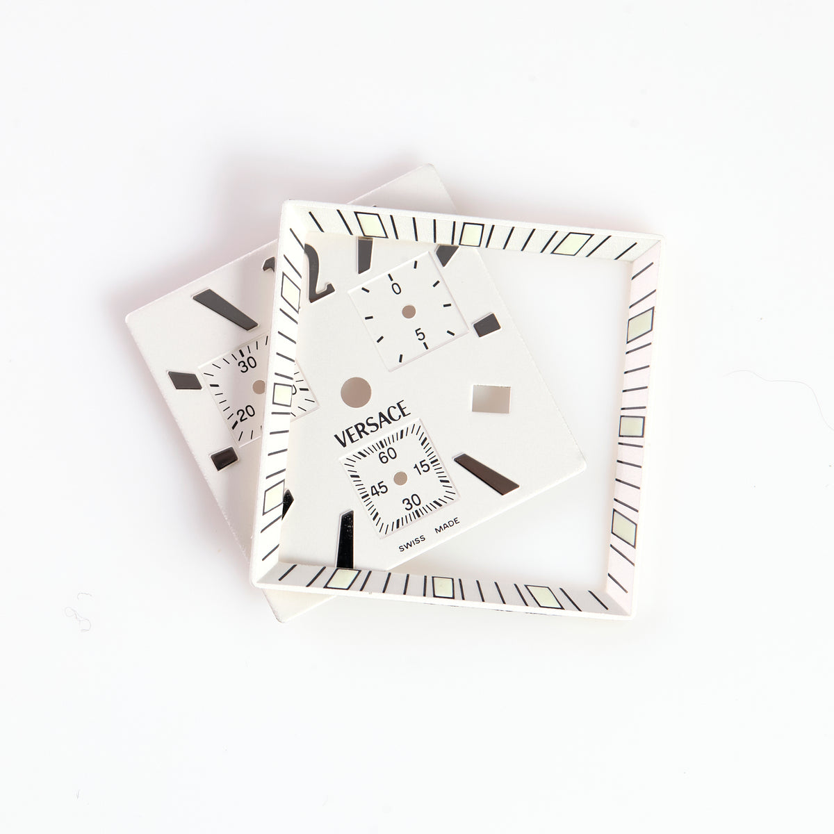 Versace Swiss Made chronograph watch dial in white