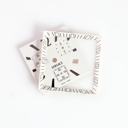 Versace Swiss Made chronograph watch dial in white