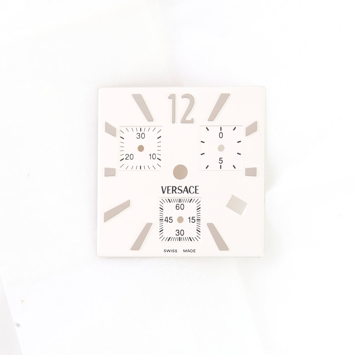 Versace Swiss Made chronograph watch dial in white