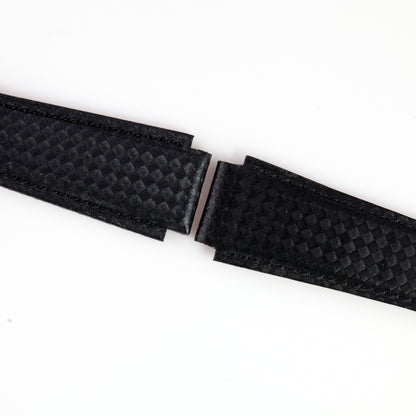 Versace BRFLQ009 Black Textured Leather Watch Strap with Deployment Clasp – 22mm