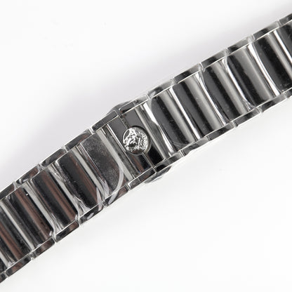 Versace Stainless Steel Watch Bracelet Band – Medusa Logo Clasp, Polished Silver Links