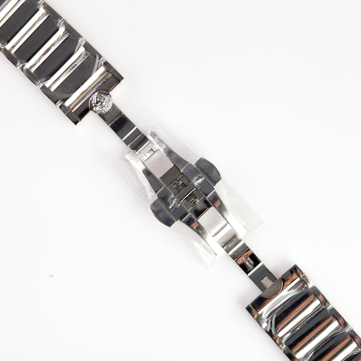Versace Stainless Steel Watch Bracelet Band – Medusa Logo Clasp, Polished Silver Links