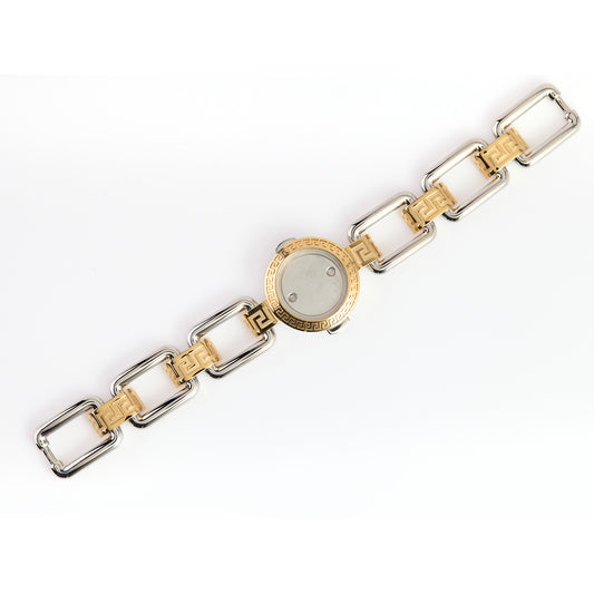 Two Tone Greek Key Watch Case Bracelet Gold Silver Replacement Parts
