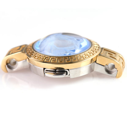 Versace Gold-Tone Stainless Steel Watch Case – Medusa Crystal Dial, Greek Key Bezel