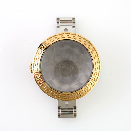 VERB0011 Gold Tone Greek Key Watch Case Stainless Steel Replacement Part NOS