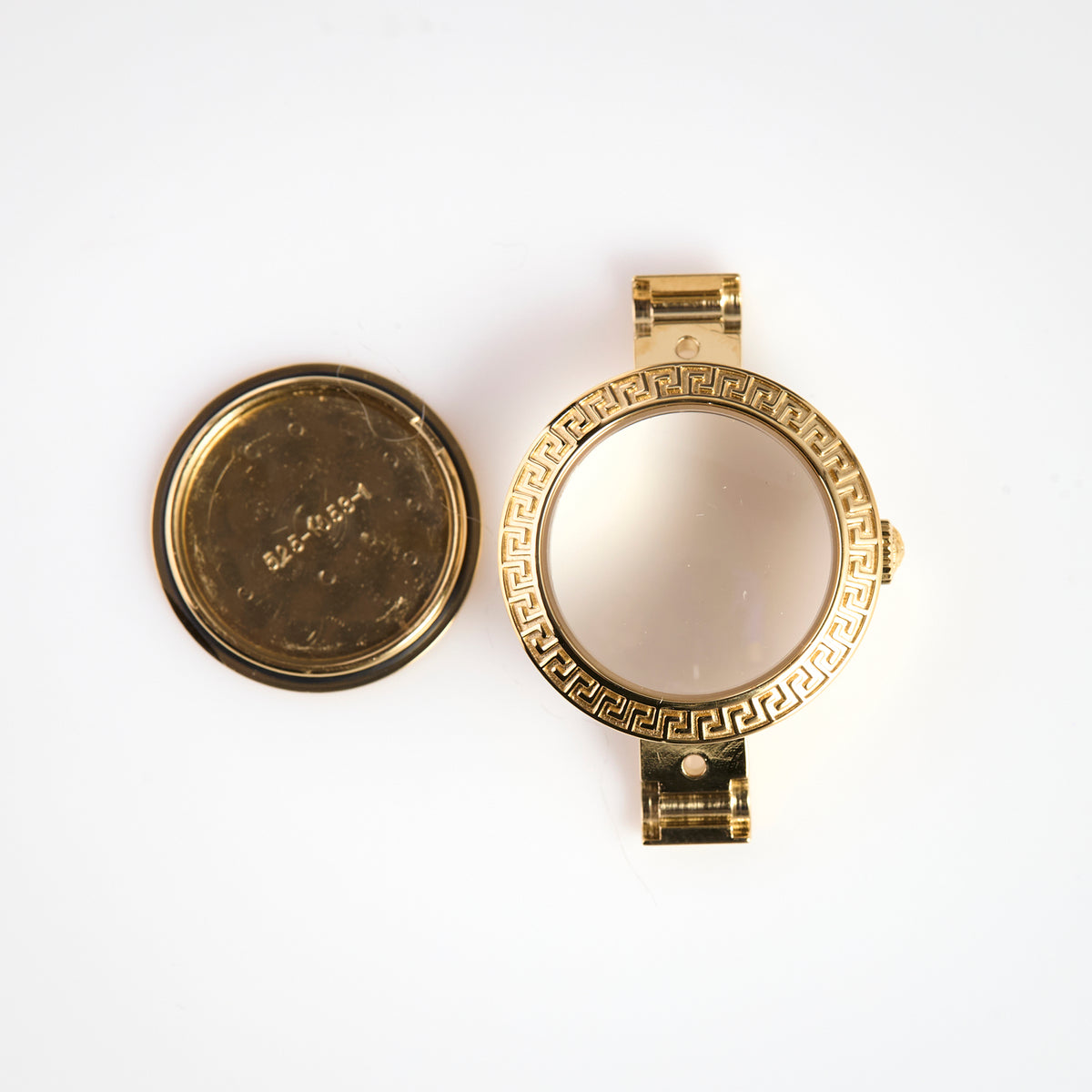 Gold Plated Greek Key Watch Case Complete DSQ Plaque CCDSQP90 NOS