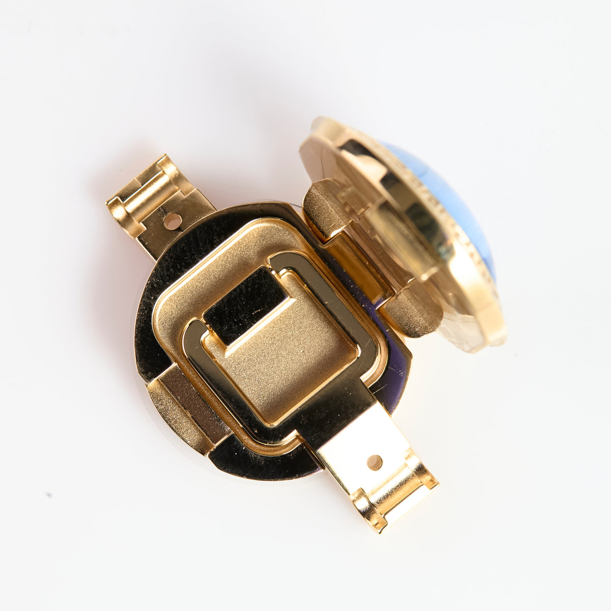 Versace Medusa Gold Tone Watch Case Assembly Greek Key Hinged Cover Parts