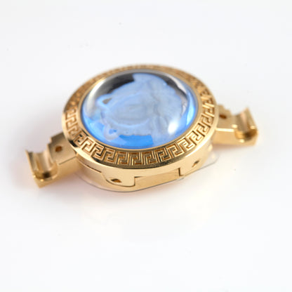 Versace Medusa Gold Tone Watch Case Assembly Greek Key Hinged Cover Parts