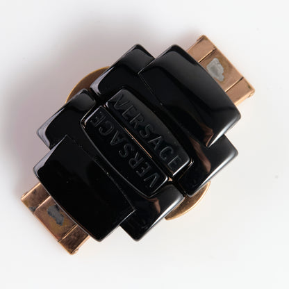 Versace Black Ceramic Rose Gold Tone Butterfly Deployment Watch Clasp Buckle