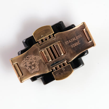 Versace Black Ceramic Rose Gold Tone Butterfly Deployment Watch Clasp Buckle