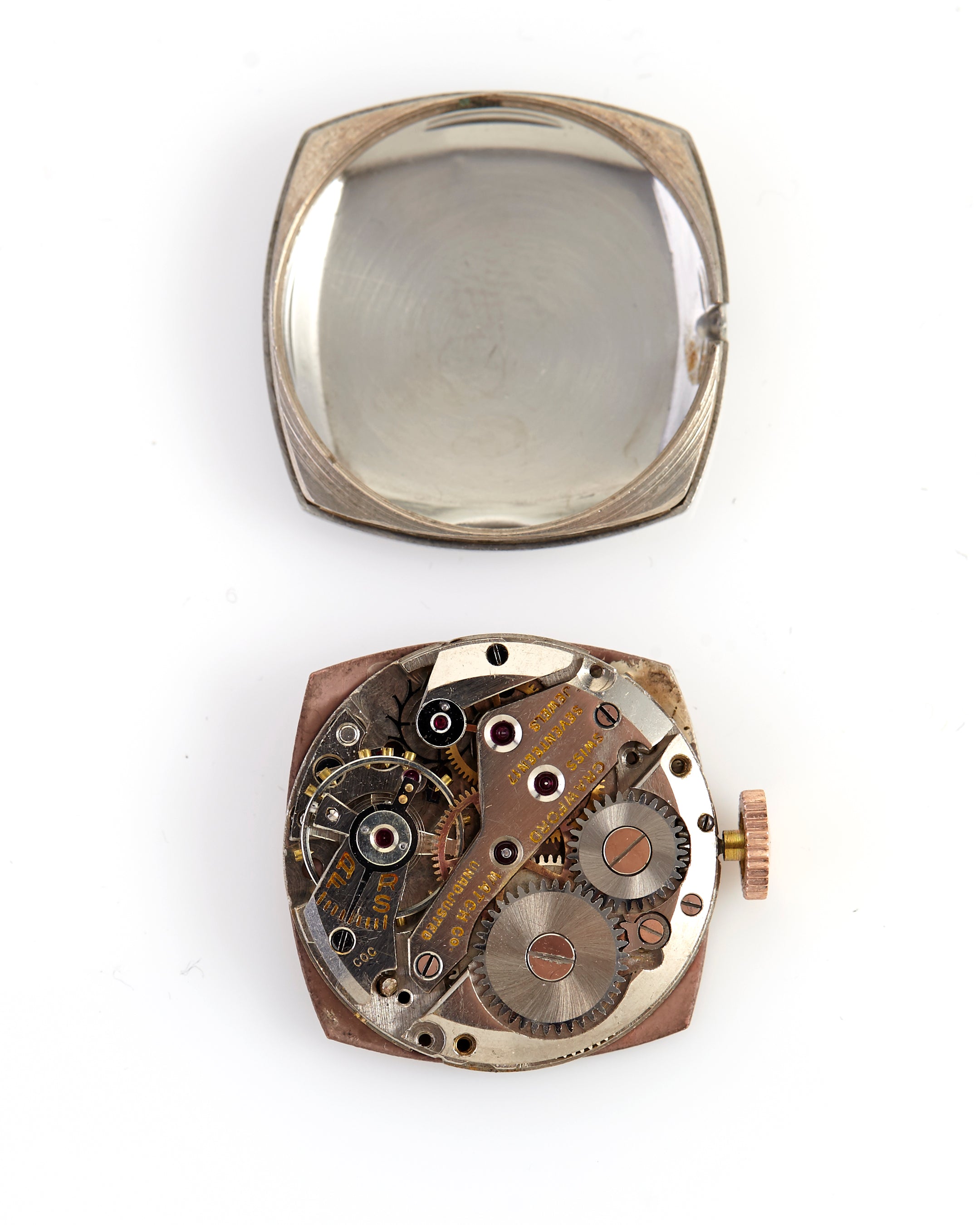 Crawford Manual Wind Rose Vintage Salmon Dial Wristwatch