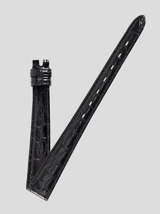 Universal Geneve 12mm x 9mm Vintage Black Alligator Strap NOS